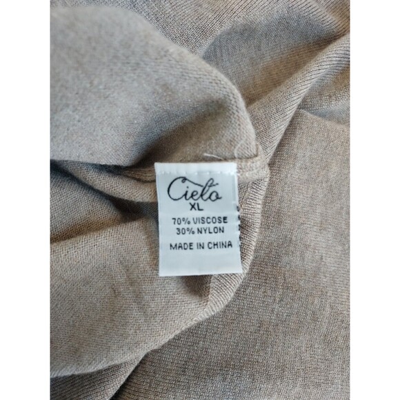CIELO Ladies Tan Long Sleeve V-Neck Button Down Viscose Blend Cardigan Size XL - Picture 7 of 8